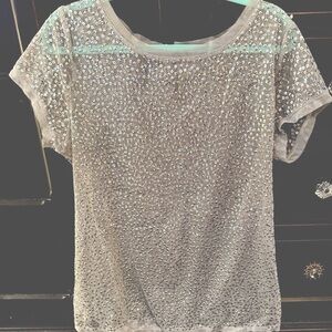 I-N-K INTERNATIONAL CONCEPTS WOMENS SEQUINED MESH BLOUSE. LIKE NEW.